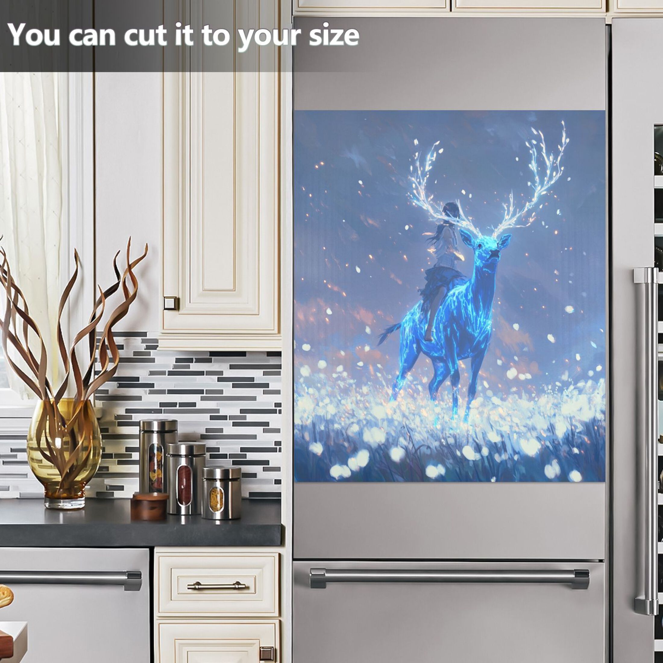 Dishwasher Magnetic Sticker 23x26 Inch Refrigerator Magnetic Sticker Washing Machine Magnetic Sticker Kitchen Panel Magnetic Sticker Home Decor Beautiful Blue Elk