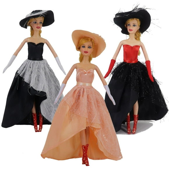 3 Sets Of Doll Clothes, Suitable For New 30 Cm Doll Clothes, Princess Dress Set (dress + Hat), Fashion Toy, Girl Play House, Children's Wardrobe
