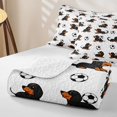 thumbnail image 4 of Homewish Kawaii Pet Dogs Dachshund Bed Spread Queen,Boys Football Ball Games Queen Coverlet Set For Puppy Dogs Lovers,3pcs, 4 of 7