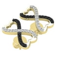 thumbnail image 4 of Dazzlingrock Collection 0.20 Carat (ctw) Round Black & White Diamond Heart Shaped Infinity Pushback Stud Earrings for Women in 14K Yellow Gold, 4 of 6