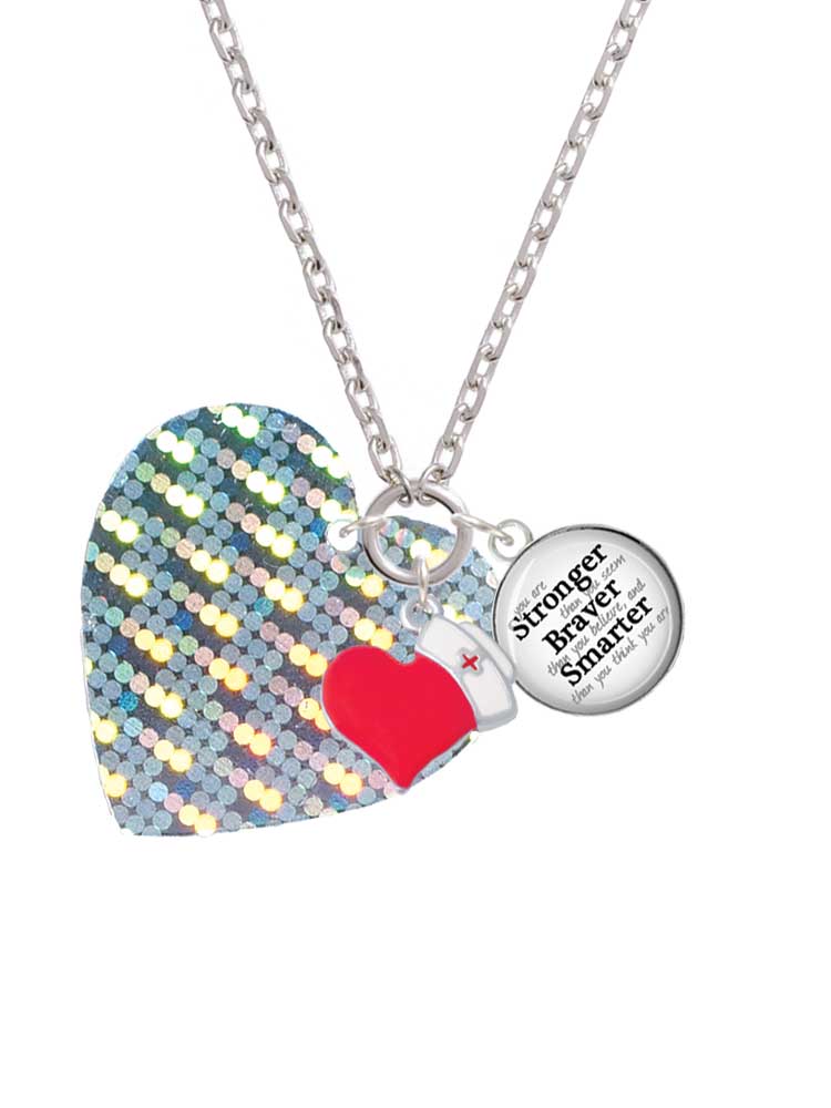 Delight Jewelry Acrylic Large Hologram Heart - Red Heart Nurse Strong Zoe Necklace