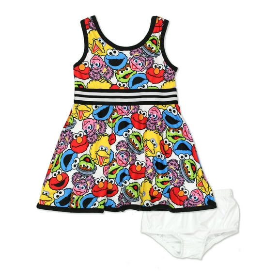 Sesame Street Elmo Baby Girls Fit and Flare Ultra Soft Dress DSGD500