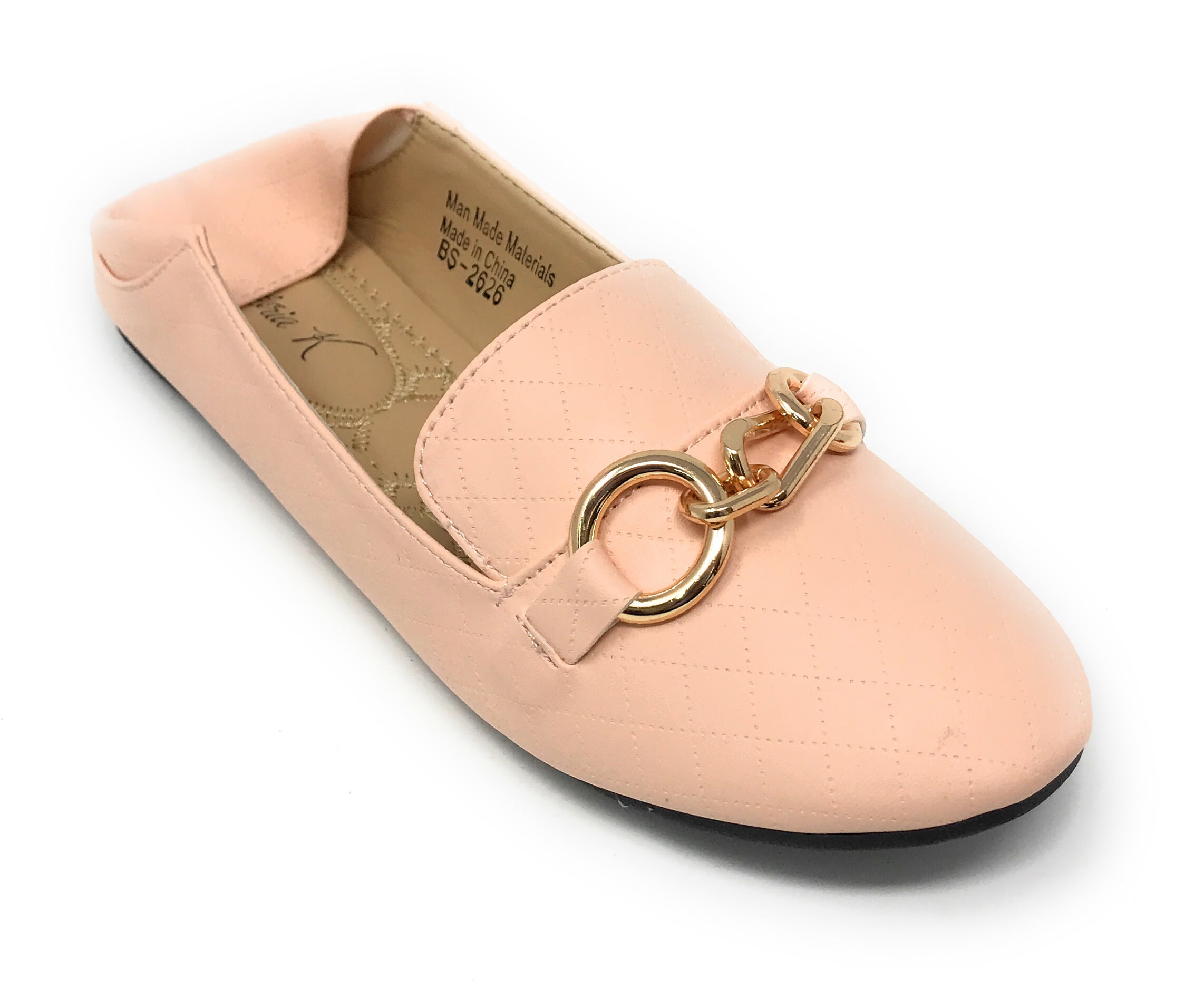 Victoria K Women's Foldover Quilted Gold Chain Ballerina Flats