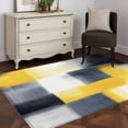 thumbnail image 4 of Abstract Yellow Area&nbsp;Rug 4x6ft Black Plaid Mottled Geometric Modern Art Non-Slip&nbsp;Washable Square&nbsp;Rugs Soft Felt Indoor Floor Mat for Bedroom Kitchen Living Room Bathroom, 4 of 9