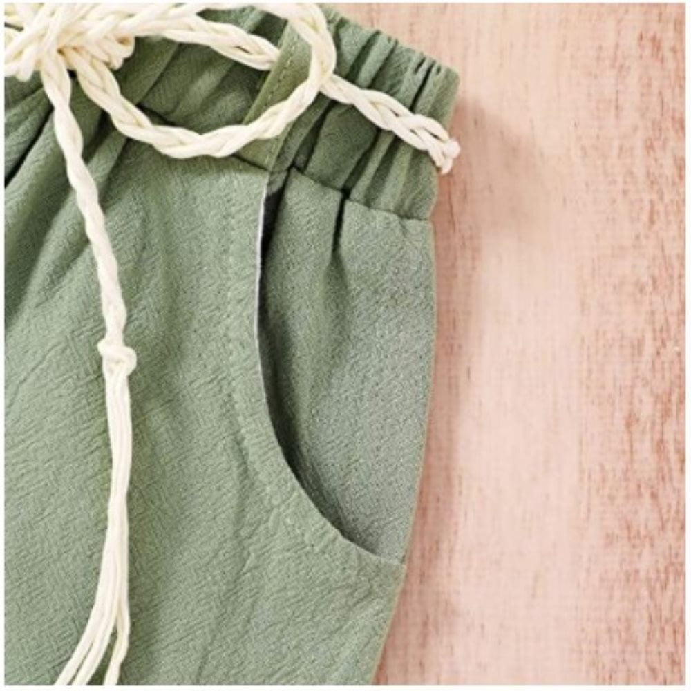 YOUNGER TREE Baby Girl Summer Clothes Toddler Girl Watermelon T-Shirt Linen Shorts with Belt Outfits Little Girl Clothes 2pcs Set