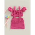thumbnail image 4 of Franhais Little Girls 2PCS Skirt Outfits, Short Sleeve Off-Shoulder Crop Tops+  Suspender Skirt, 4 of 9