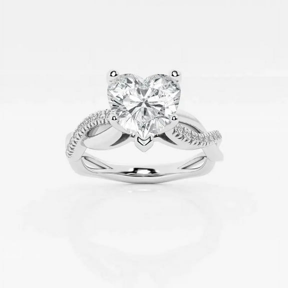 Zoya Jewel 2 Ct Heart Cut Infinity Engagement Ring – Lab Created Diamond for Women – Twisted Style in 14K White Gold Plated – Wedding & Gift Jewelry