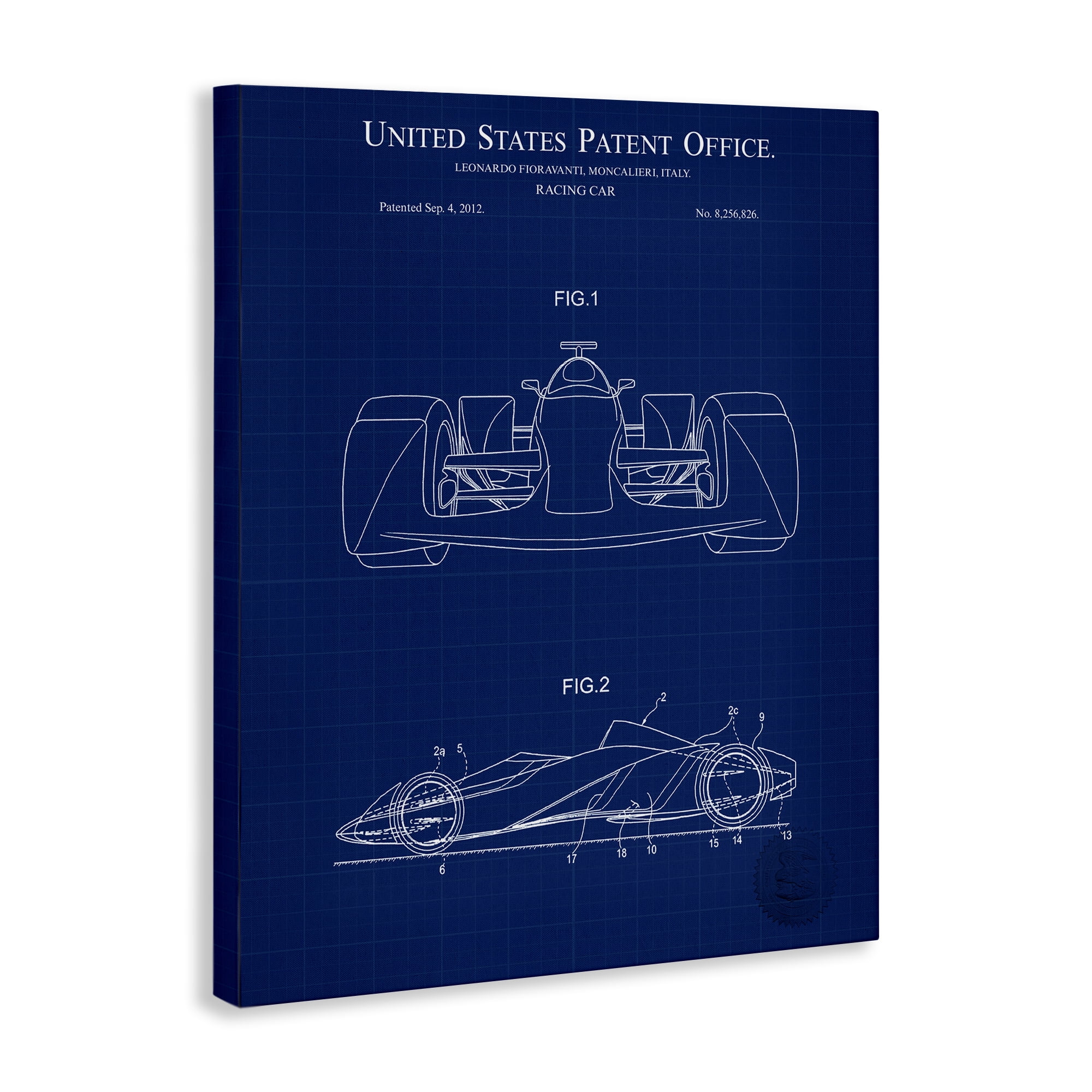 Stupell Industries Racing Car Blueprint Transportation Painting Gallery Wrapped Canvas Art Print Wall Art, 24 x 30