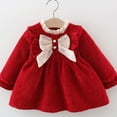 thumbnail image 4 of Zwiiyzr 8M-4T Infant Baby Girls Corduroy Tutu Dress Kids Long Sleeve Bow Knot Ruffled Dress Toddler Birthday Party A-Line Princess Gown Red, 4 of 7