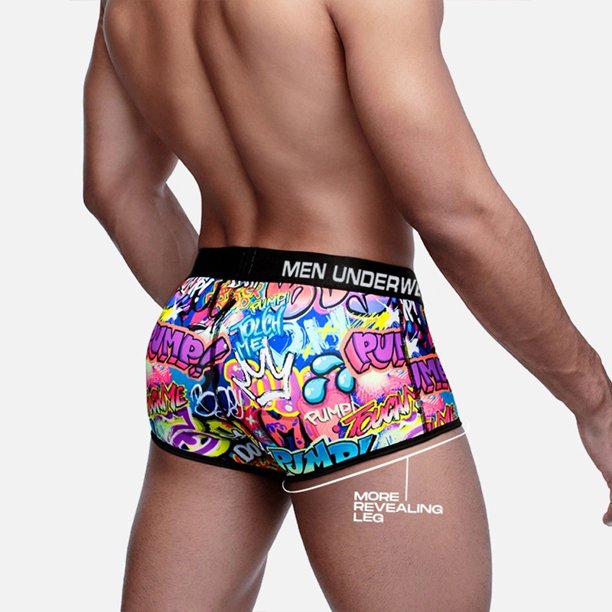 ¡ Bomba ! Bragas De Algodón Bóxer Estilo Graffiti Sexy Para Hombres Ropa Interior Masculina Sólida Transpirable MP225