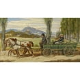 thumbnail image 2 of Moritz Von Schwind 18x12 Black Ornate Wood Framed Double Matted Museum Art Print Titled - The Country Area; Schwind and Farmers on a Ladder Car, 2 of 5