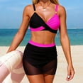 thumbnail image 4 of qucoqpe Womens Bikini Sets Color Block Two-piece Bathing Suit Summer Fashion Casual Beach Swimsuit, 4 of 5