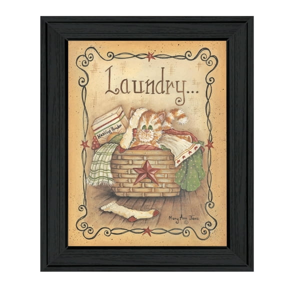 Laundry by Mary Ann June Framed Print Wall Art Wood Multi-Color