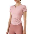 thumbnail image 2 of Franhais Women Summer Sport T-Shirt, Solid Color V-Neck Short Sleeve Quick Dry Tee Tops for Workout, 2 of 5