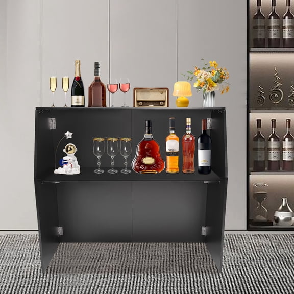 Peakora Portable Foldable Bar Freestanding Event Bar Bar Cabinet 47.75*19.5*42.75in Black