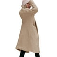 thumbnail image 6 of Womens Fuzzy Fleece Jacket Trench Coat Trendy Double Breasted Open Front Long Cardigan with Pocket Khaki M, 6 of 9
