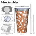 thumbnail image 4 of 16oz Tumblers Autumn Fall Leaves Pattern Stainless Steel Vacuum Insulated Double Wall Travel Tumbler Cups Mug with Lid and Straw,Cleaning Brush for Coffee,Tea, 4 of 4