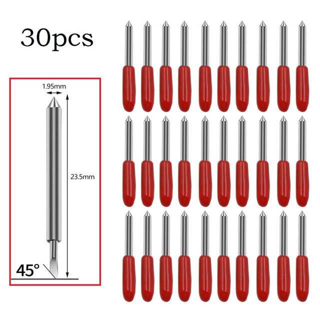 Lefu 30 Pcs Lames de Rechange à 30/45/60 Degrés pour Traceur Roland Cricut Coupe-Lame