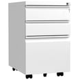 thumbnail image 6 of 3-Drawer Lockable Steel Filing Cabinet with Keys - Includes Stationery Box, Horizontal Hanging Rod & Mobile Casters, White, 6 of 6