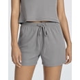 thumbnail image 5 of Real Essentials 2 Pack:Women's Soft Ribbed Knit Crop Top & Short Matching Lounge Set - 4 Piece Summer Sweatsuit, 5 of 6