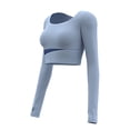 thumbnail image 2 of Wlynlyn Workout Crop Tops for Women Long Sleeve Athletic Shirts Cut out Front Gym Running Yoga Tights Top, 2 of 7
