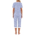 thumbnail image 4 of Weekease Printed Two Piece Pajama Sets for Women V Neck Short Sleeve Tops and Capri Casual Summer Sleepwear, 4 of 7