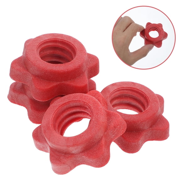 HOMEMAXS 4 Pcs Universal Barbell Security Nut Locking Nuts Fitness Red