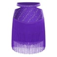 thumbnail image 3 of Aislor Women's Rhinestone Shiny Latin Dance Fringe Hem Salsa Tango Ballroom Performance Skirt Purple M, 3 of 7