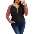 thumbnail image 3 of Gleelist Womens Plus Size Long Sleeve Henley Tops V Neck Casual Loose Fit Shirts Blouses Trendy Clothes XL-5XL, 3 of 8