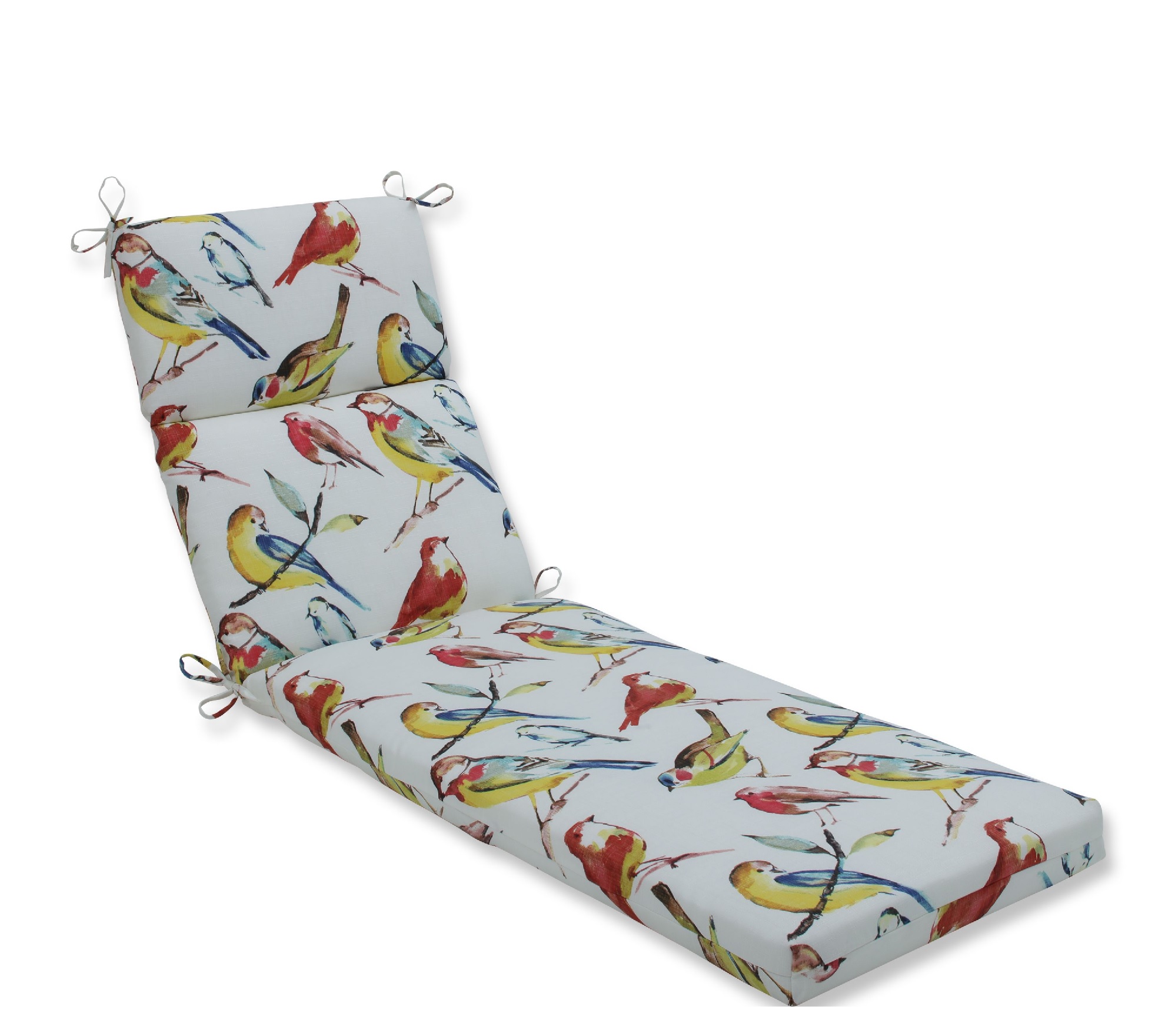 72.5" Indoor and Outdoor Off White and Colorful Backyard Birds Chaise