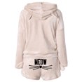thumbnail image 3 of Gibobby Pijamas mujer calientitas Pijama Conjunto de ropa de dormir Poliéster Con capucha Manga larga Dormitorio Dama(Beige,XL), 3 of 5