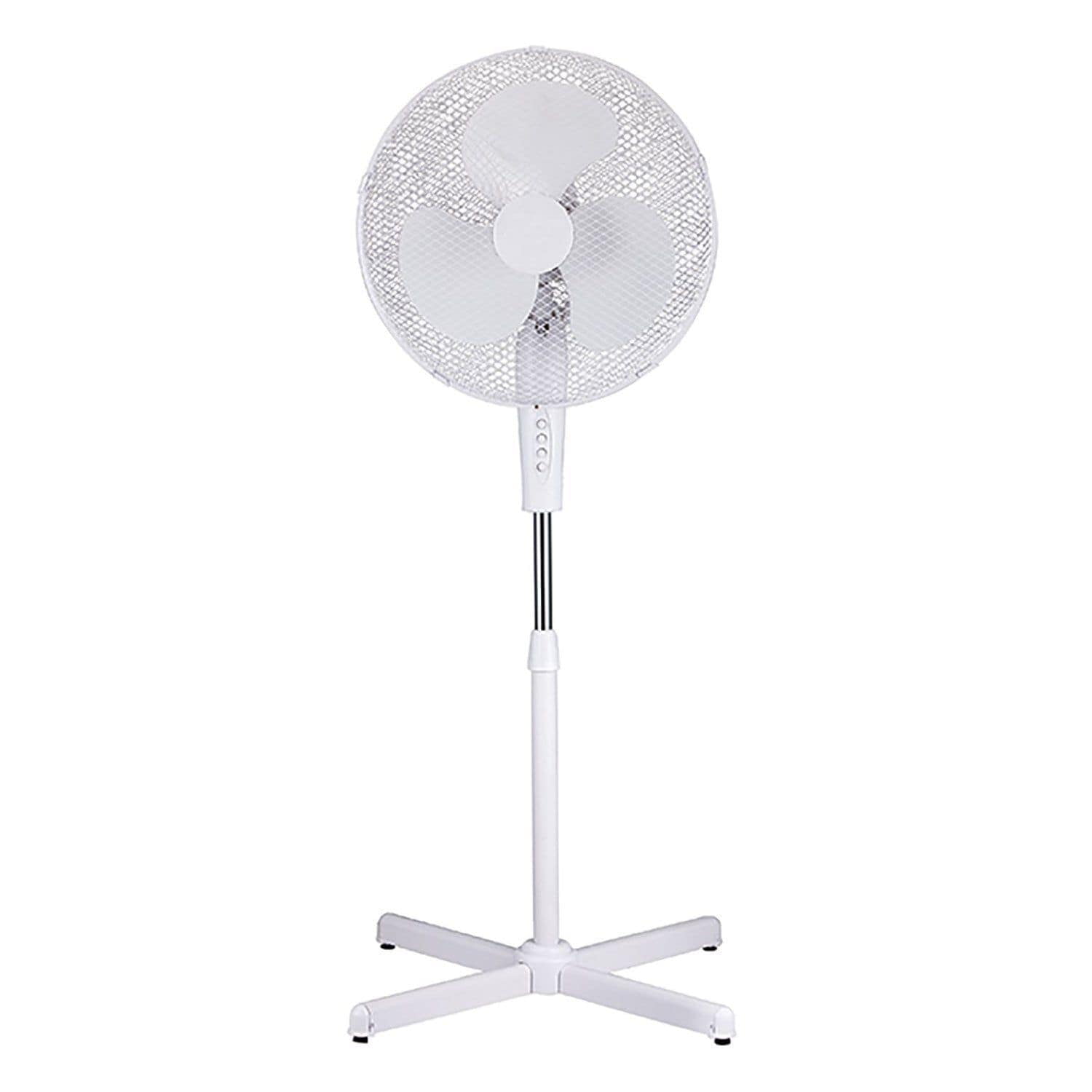 White 16 High Velocity Fan 3-Speed Oscillating Standing Floor Adjustable Height New Modern Design