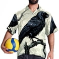 thumbnail image 4 of Crow Men's Short Sleeve Hawaiian Shirt Button Down Poplin Beach Casual Printed Unisex Summer Tops, 4 of 6