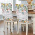 thumbnail image 2 of Easter Eggs Chair Covers Set of 1 Spring Yellow Pink Floral Leaves Wood Grain Chair Back Covers Stretch Removable Washable Slipcovers Protector for Dining Room Kitchen Party Decor, 2 of 9