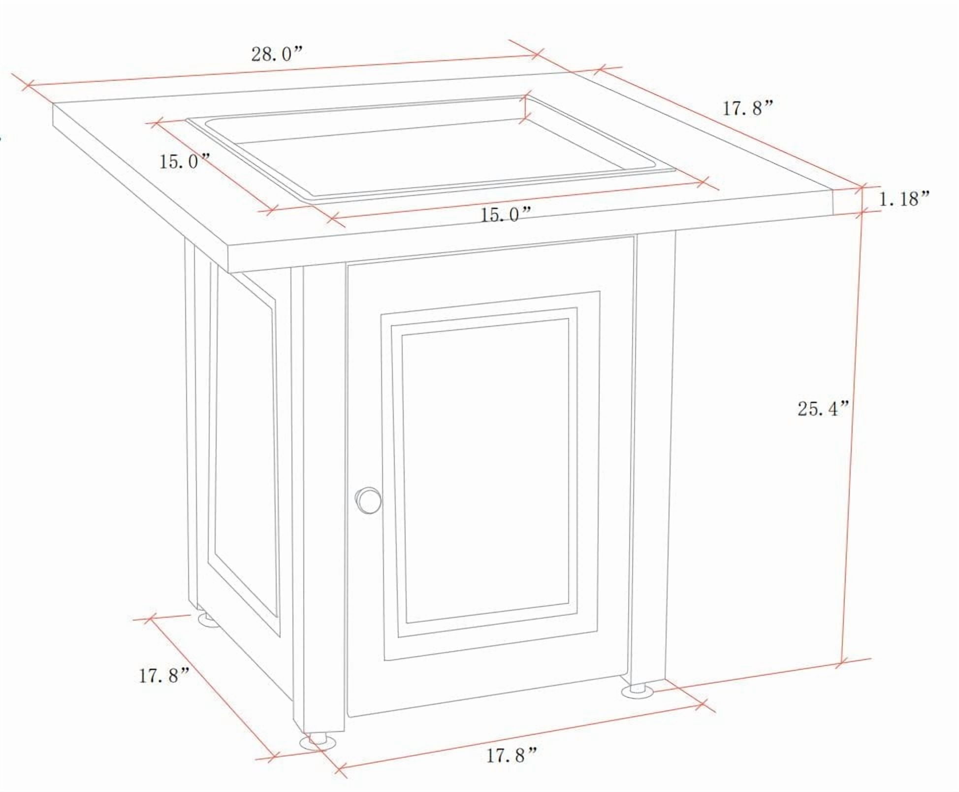 Table de feu carrée de 28 po