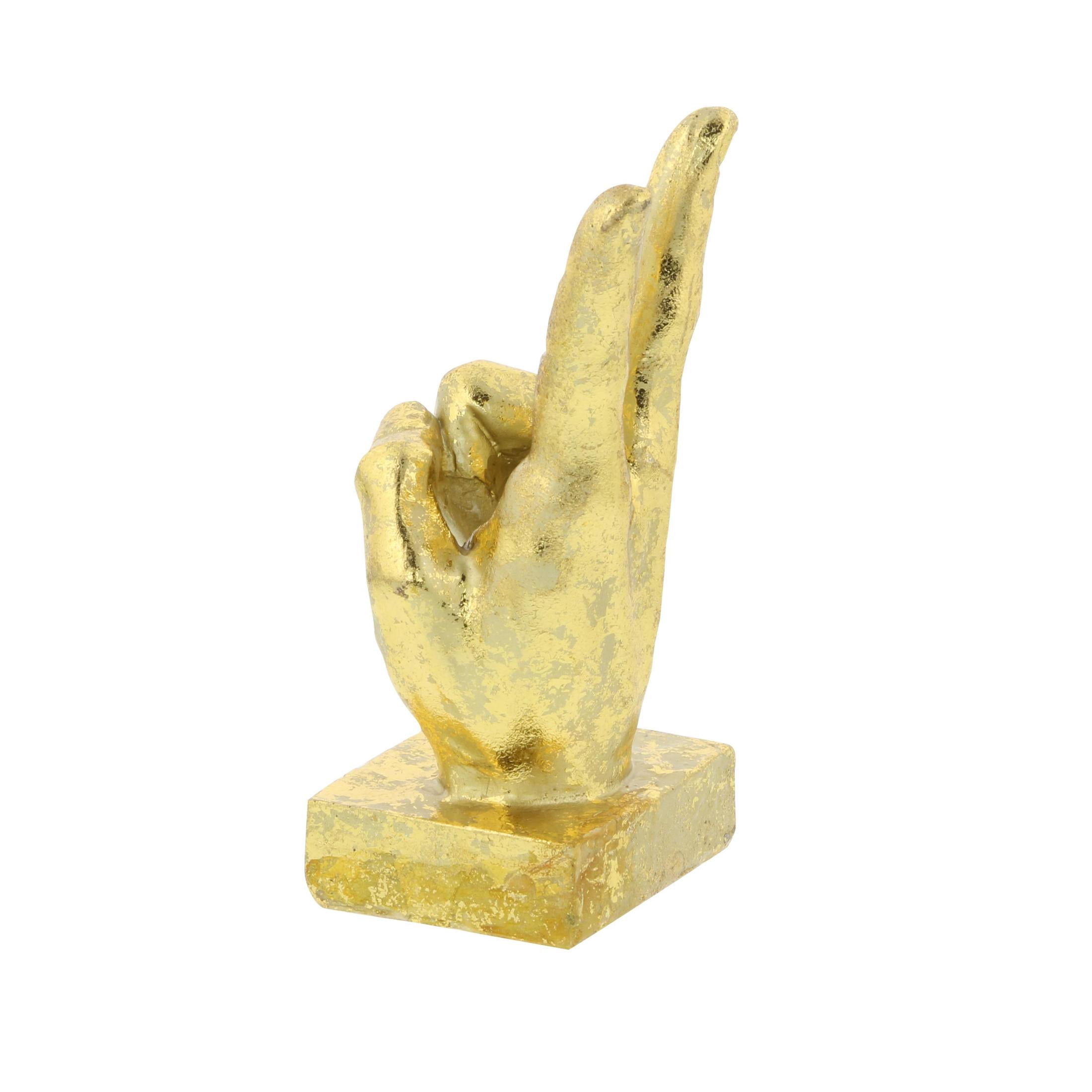 7", 7", 6"H Gold Polystone Hands Sculpture, by CosmoLiving by Cosmopolitan (3 Count)