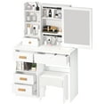 thumbnail image 4 of Vanity Desk with Sliding Mirror, Bedroom Dressing Table, Makeup Table with 5 Drawers & Shelves, Hidden Storage Space, 4 of 8