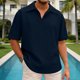 thumbnail image 2 of Camisas de Lino de los Hombres Casual V-Cuello de Manga Corta para las Vacaciones de la Playa, Poliéster Cómodo Regular Ajuste de los Hombres Camisas Casuales, 2 of 8