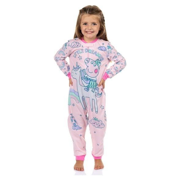 Peppa Pig Pajamas Little Dreamer Toddler Girls' Fleece Zip Front Footless Sleeper