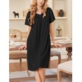thumbnail image 2 of Ekouaer Nightgowns for Women Short Sleeve House Dress with Pockets Soft Moomoo Pleated Mumu Dresses V Neck Sleepwear, 2 of 6