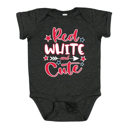 

Inktastic 4th of July Red White and Cute with Arrow and Stars Gift Baby Boy or Baby Girl Bodysuit