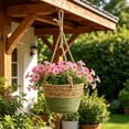 thumbnail image 1 of Cesta colgante para plantas con forro de plástico, cuerda de yute tejida, macetero de pared para interior y exterior para plantas en maceta, cesta decorativa de almacenamiento, 20 cm de diámetro, 1 of 6