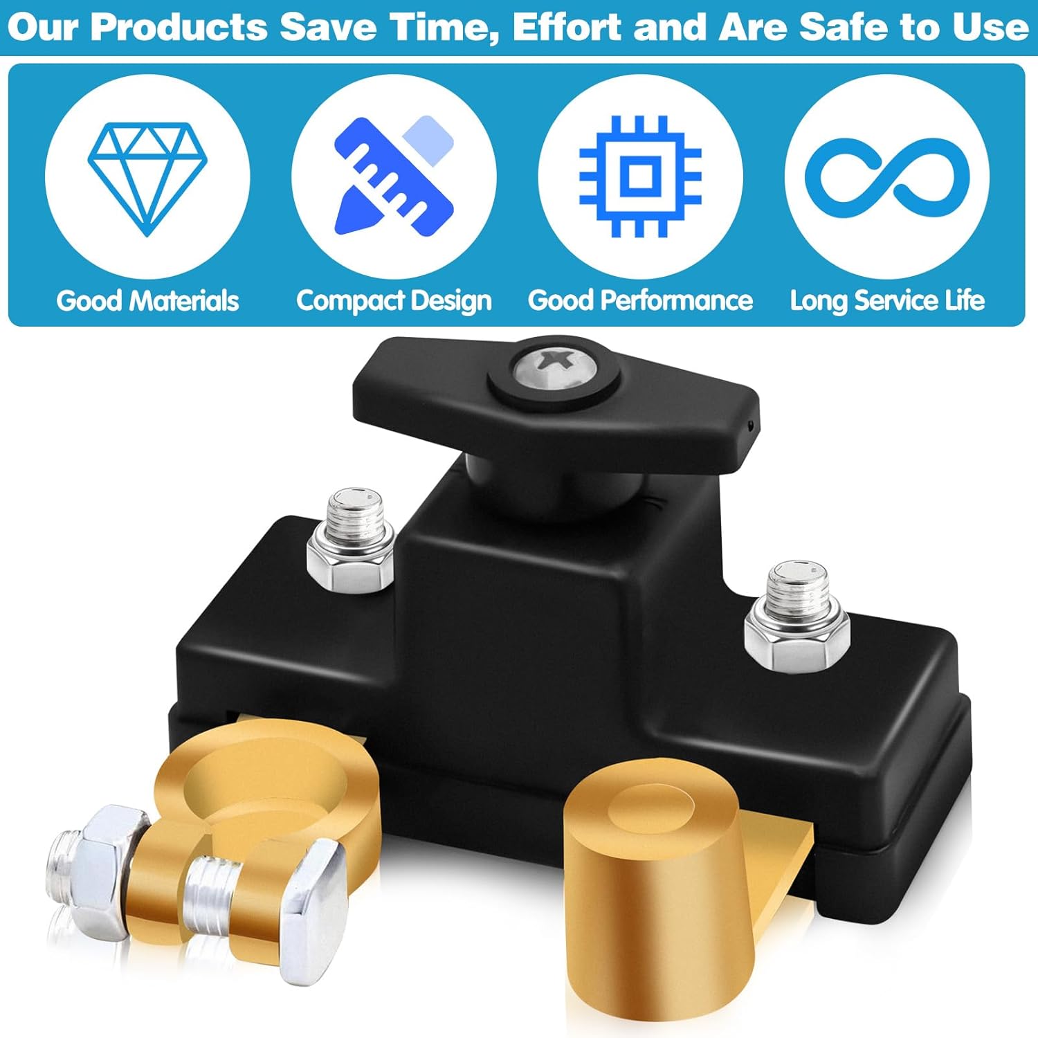 2Pcs Car Battery Power Cut-Off Switch Breaker Pure Copper, Smart Car Battery Disconnect Stable Transmission Switch Supplies, High Conductivity Disconnect Heavy Duty for Truck Boat Rv