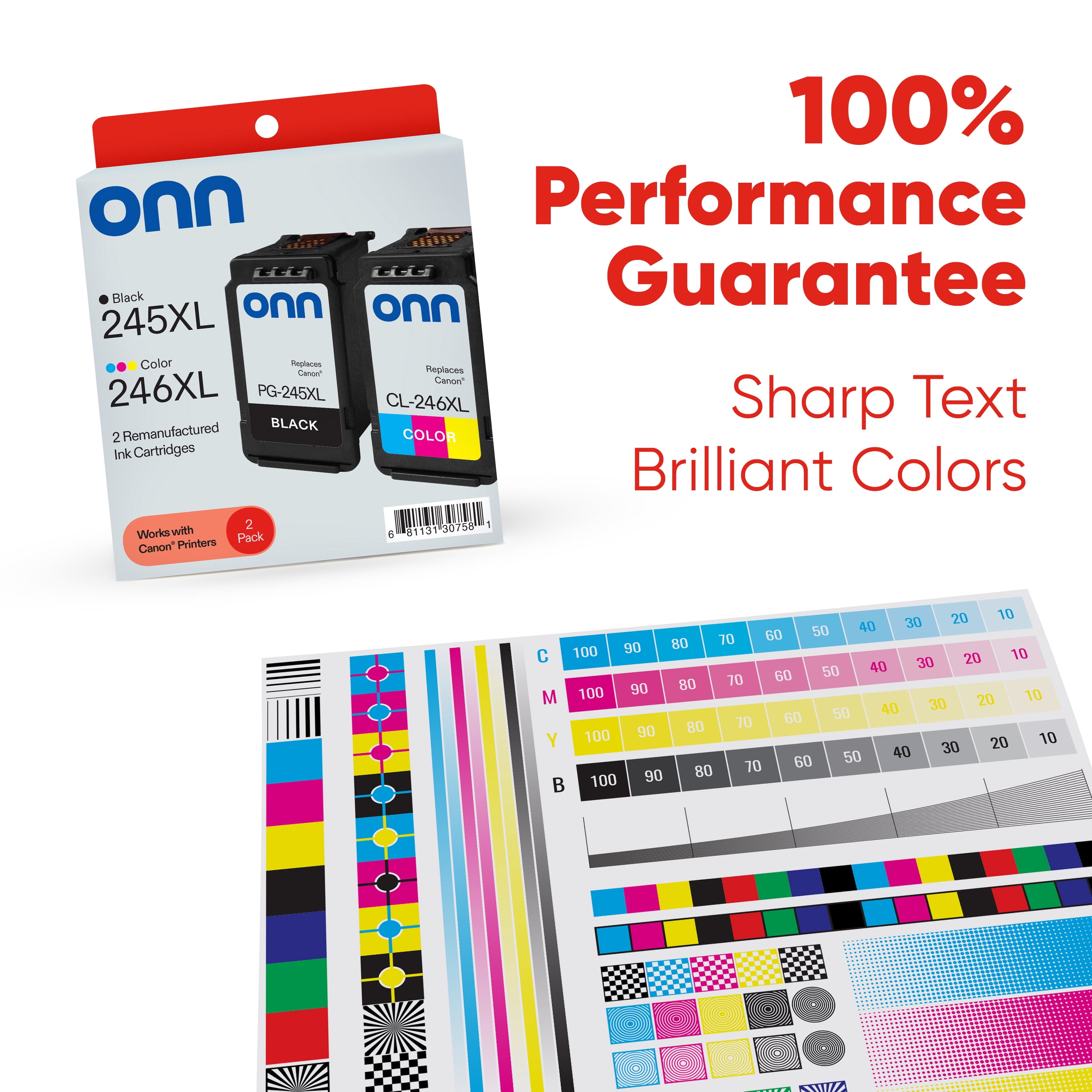onn Canon PG-245XL/CL-246XL High Yield Black and Color, 2 Pack Ink Cartridge(Remanufactured)