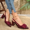 thumbnail image 4 of Miluxas Women's Bow Slingback Kitten Heels Closed Pointed Toe Pumps Dress Shoes Wine 9(42), 4 of 9