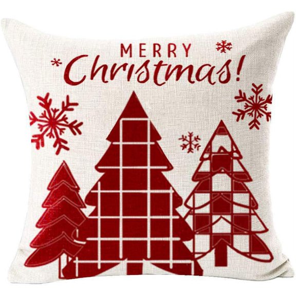 Yidarton Christmas Pillowcase Linen Car Sofa Printing Pattern Pillow Cover Red Letter Elk Print Cushion Cover