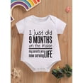 thumbnail image 2 of Newborn Infant Letter "9 Months" Embroidery Romper Short Sleeve Crew Neck Jumpsuit For Baby Boys And Girls Toddler Clothes, 2 of 5