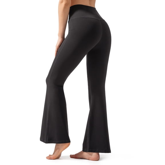 Hipuroga High Waisted Flare Leggings Soft Lounge Yoga Pants for Women High-Stretch for Workout Running Dark Grey S