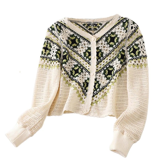 Loose Colorful Crochet Cardigans for Women Handmade for Sun for Protection Knit Sweater Coat Long Sleeves V Neck Hollow Orange