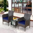 thumbnail image 5 of Patio Porch Furniture Sets 3 Pieces Rattan Wicker Chairs with Table Outdoor Garden Furniture Sets Conversation Sets Patio with Coffee Table for Yard and Bistro (Large/Brown/Navy), 5 of 9